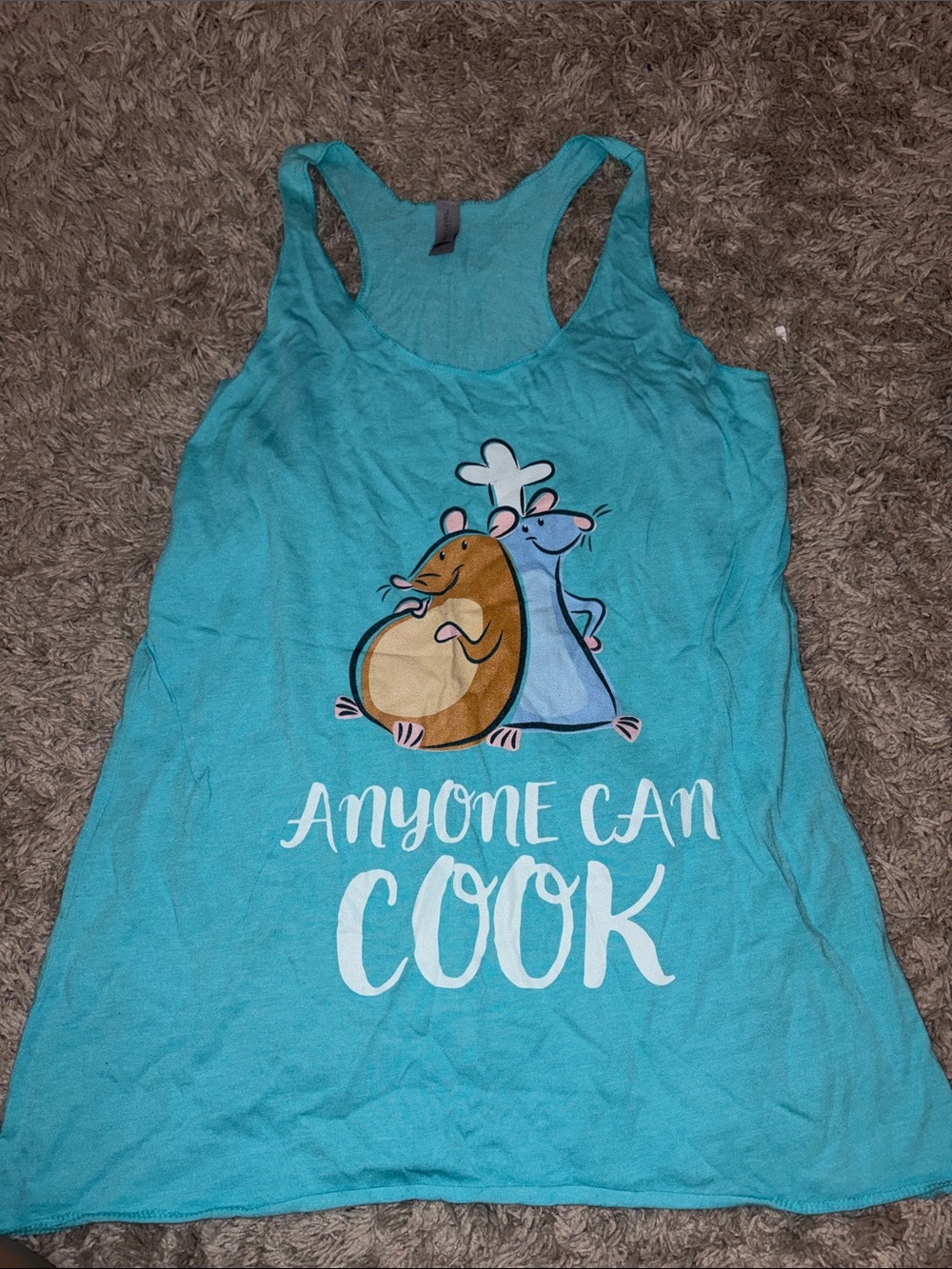 Disney ratatouille Anyone Can Cook Blue Graphic Racerback Tank Top